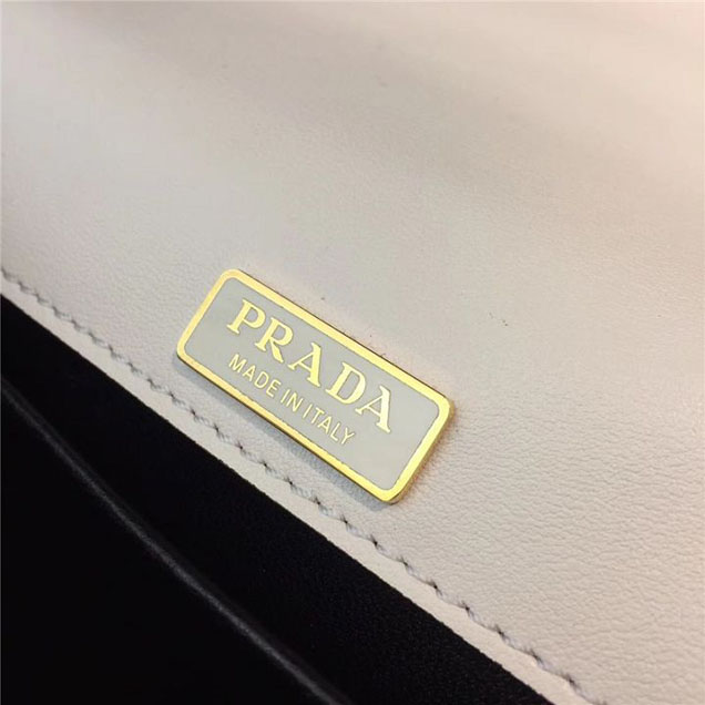 Prada Cahier Shoulder Bag 1BD075 Calfskin Leather 20cm Fall Winter 2017 Bag Collection White