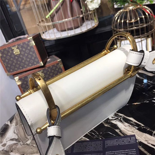 Prada Cahier Shoulder Bag 1BD075 Calfskin Leather 20cm Fall Winter 2017 Bag Collection White