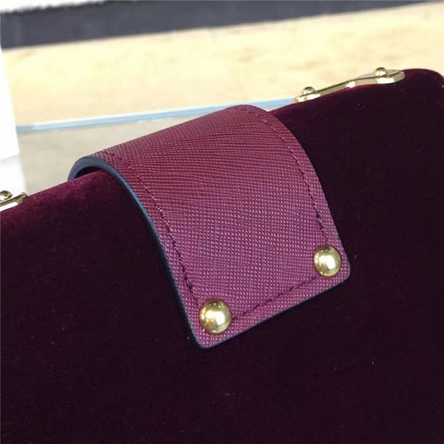 Prada Cahier Astrology Shoulder Bag Suede Calfskin Leather 18cm Fall Winter 2016 Bag Collection Burgundy