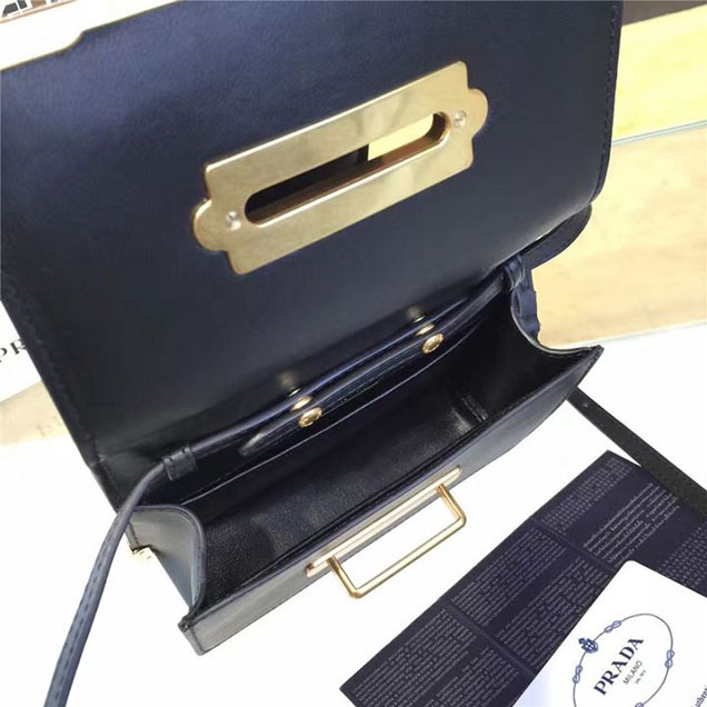 Prada Cahier Astrology Shoulder Bag Calfskin Leather 18cm Fall Winter 2016 Bag Collection Black