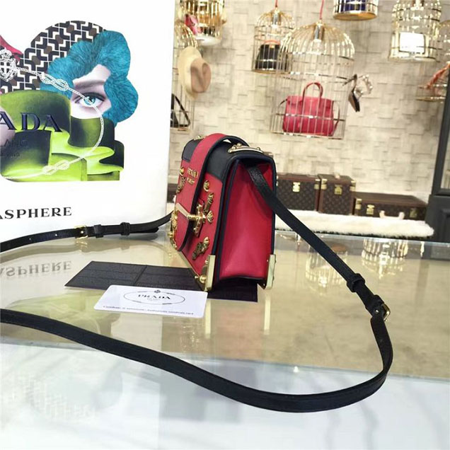Prada Cahier Astrology Shoulder Bag Calfskin Leather 18cm Fall Winter 2016 Bag Collection Red