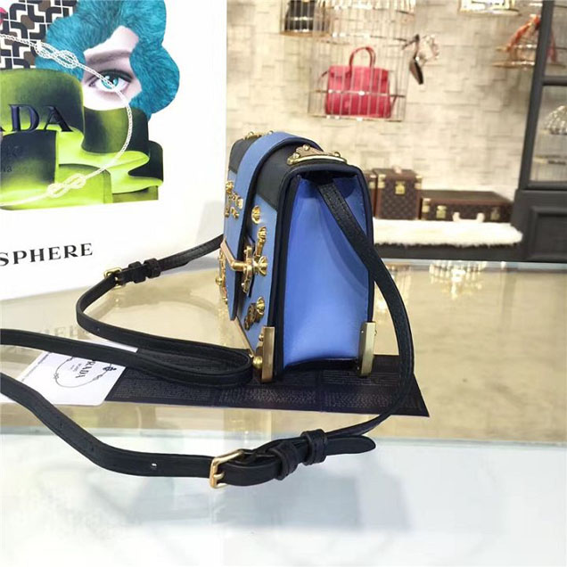 Prada Cahier Astrology Shoulder Bag Calfskin Leather 18cm Fall Winter 2016 Bag Collection Blue