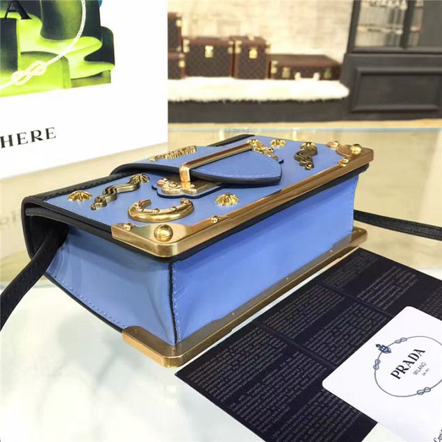 Prada Cahier Astrology Shoulder Bag Calfskin Leather 18cm Fall Winter 2016 Bag Collection Blue