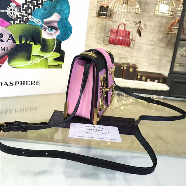 Prada Cahier Astrology Shoulder Bag Calfskin Leather 18cm Fall Winter 2016 Bag Collection Pink
