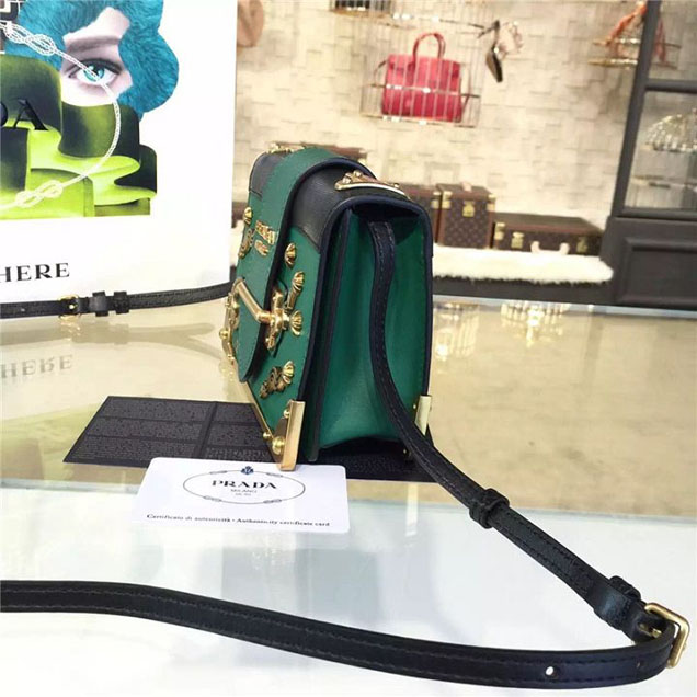 Prada Cahier Astrology Shoulder Bag Calfskin Leather 18cm Fall Winter 2016 Bag Collection Green