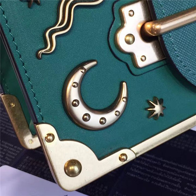 Prada Cahier Astrology Shoulder Bag Calfskin Leather 18cm Fall Winter 2016 Bag Collection Green