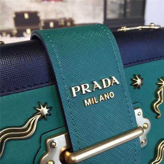 Prada Cahier Astrology Shoulder Bag Calfskin Leather 18cm Fall Winter 2016 Bag Collection Green