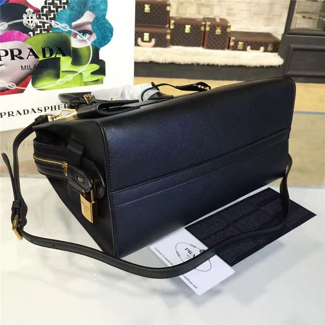Prada Esplanade City Satchel Bag Saffiano Leather 30cm Fall Winter 2016 Bag Collection Black