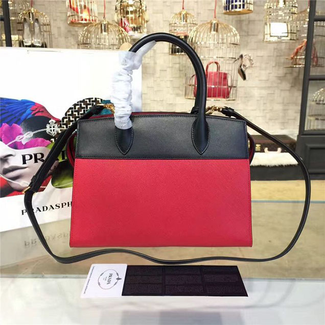 Prada Esplanade City Satchel Bag Saffiano Leather 30cm Fall Winter 2016 Bag Collection Red Black