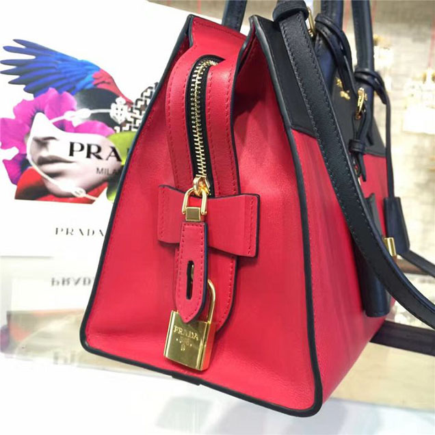 Prada Esplanade City Satchel Bag Saffiano Leather 30cm Fall Winter 2016 Bag Collection Red Black