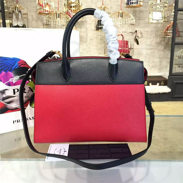 Prada Esplanade City Satchel Bag Saffiano Leather 32cm Fall Winter 2016 Bag Collection Red Black