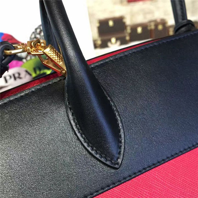 Prada Esplanade City Satchel Bag Saffiano Leather 32cm Fall Winter 2016 Bag Collection Red Black