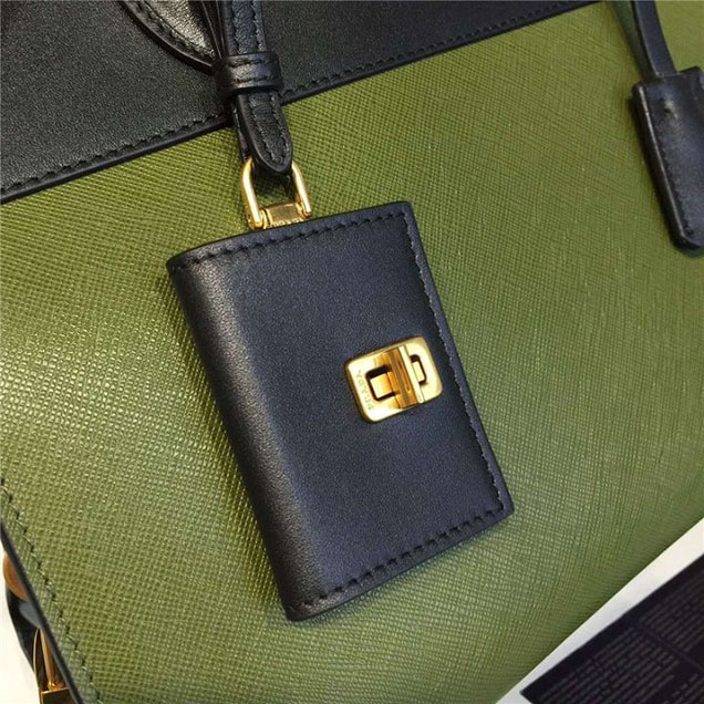Prada Esplanade City Satchel Bag Saffiano Leather 30cm Fall Winter 2016 Bag Collection Olive Green Black