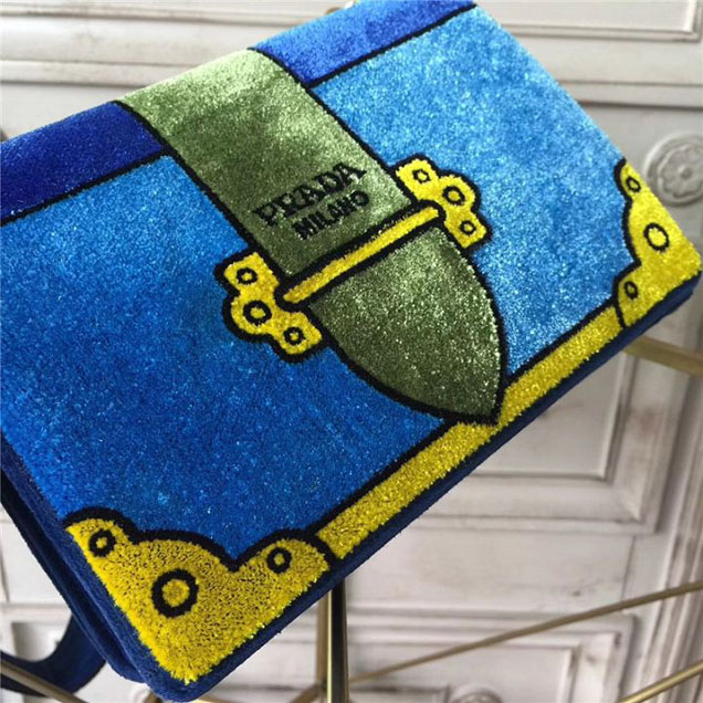 Prada Trompe L'oeil Velvet Cahier Bag 20cm 1BD075 Fall Winter 2017 Bag Collection Blue Green