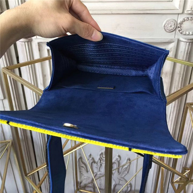 Prada Trompe L'oeil Velvet Cahier Bag 20cm 1BD075 Fall Winter 2017 Bag Collection Blue Green
