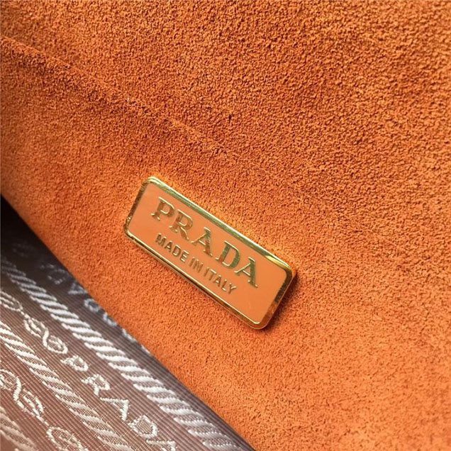 Prada Trompe L'oeil Velvet Cahier Bag 20cm 1BD075 Fall Winter 2017 Bag Collection Orange Fuchsia