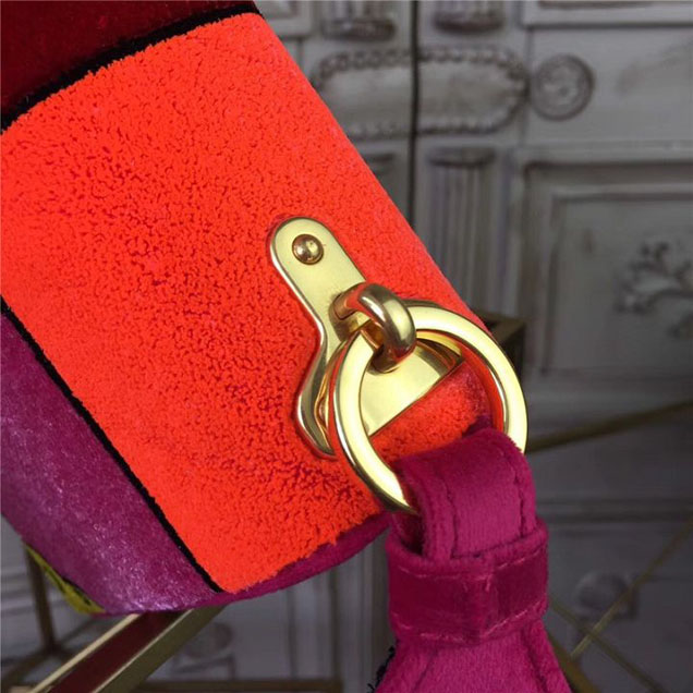 Prada Trompe L'oeil Velvet Cahier Bag 20cm 1BD075 Fall Winter 2017 Bag Collection Fuchsia Orange