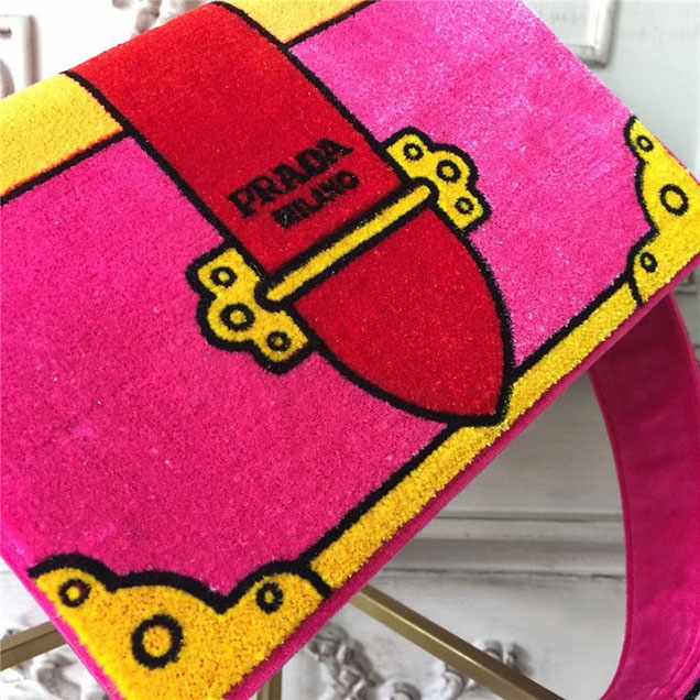 Prada Trompe L'oeil Velvet Cahier Bag 20cm 1BD075 Fall Winter 2017 Bag Collection Fuchsia Orange
