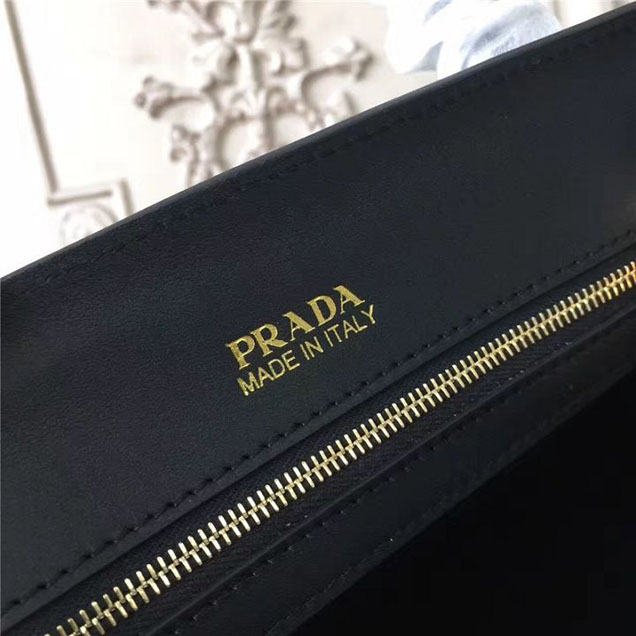 Prada Bibliotheque Tote Bag 30cm Calfskin Leather Fall Winter 2017 Bag Collection Black Grey