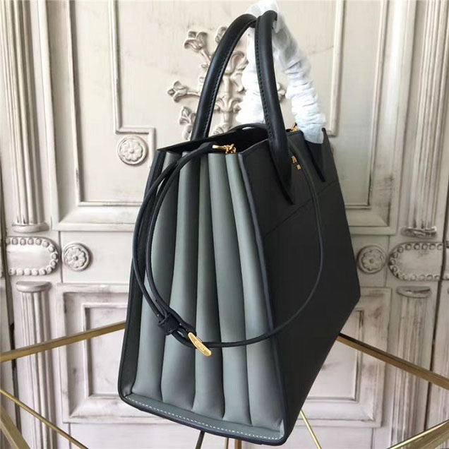 Prada Bibliotheque Tote Bag 30cm Calfskin Leather Fall Winter 2017 Bag Collection Black Grey