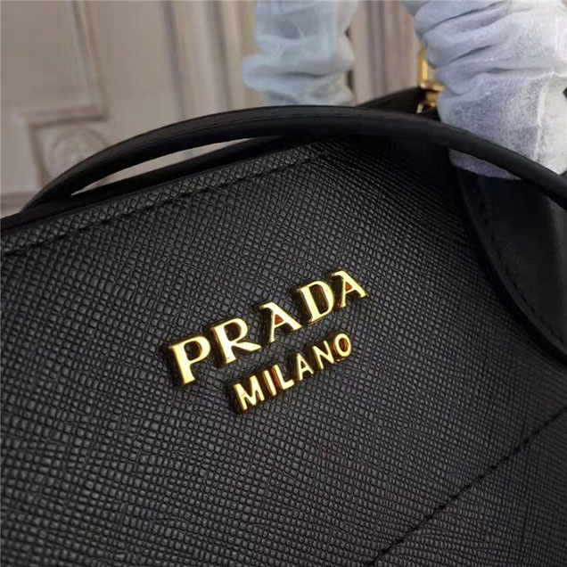 Prada Bibliotheque Tote Bag 30cm Calfskin Leather Fall Winter 2017 Bag Collection Black Grey