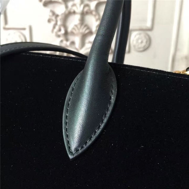Prada Bibliotheque Tote Bag 30cm Suede Calfskin Leather Fall Winter 2017 Bag Collection Black Black