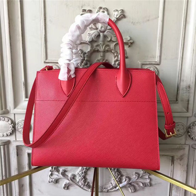 Prada Bibliotheque Tote Bag 26cm Calfskin Leather Fall Winter 2017 Bag Collection Red White