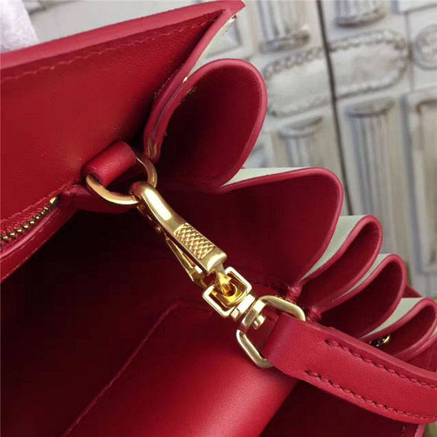 Prada Bibliotheque Tote Bag 26cm Calfskin Leather Fall Winter 2017 Bag Collection Red White