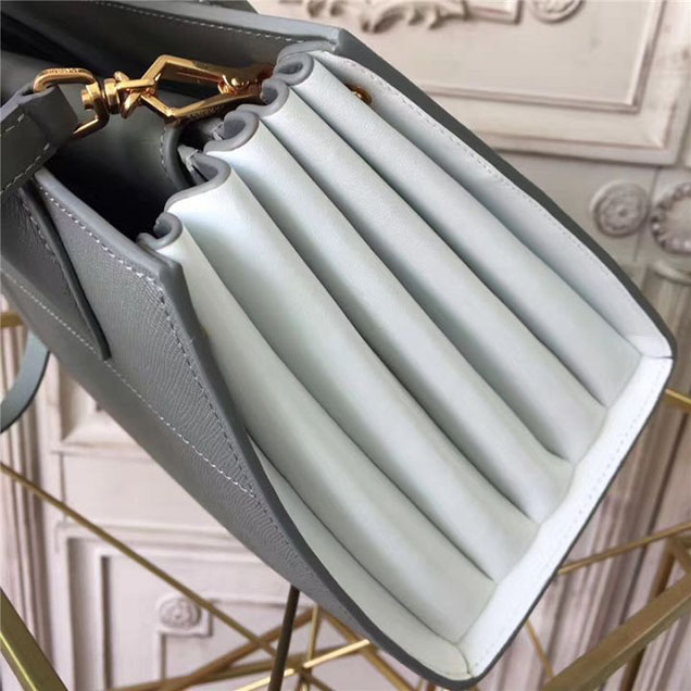 Prada Bibliotheque Tote Bag 26cm Calfskin Leather Fall Winter 2017 Bag Collection Grey White