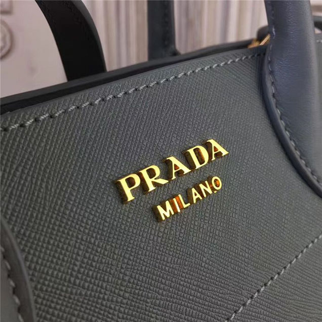 Prada Bibliotheque Tote Bag 26cm Calfskin Leather Fall Winter 2017 Bag Collection Grey White