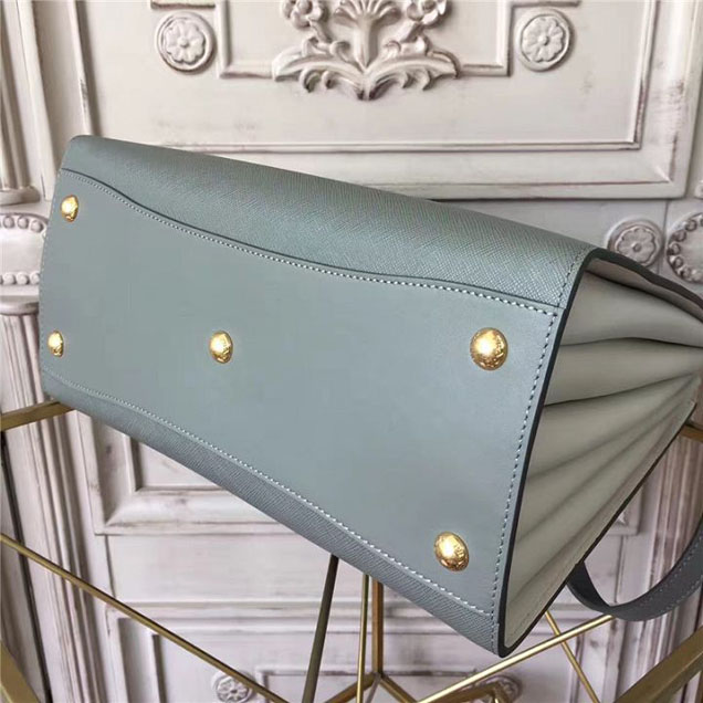 Prada Bibliotheque Tote Bag 30cm Calfskin Leather Fall Winter 2017 Bag Collection Grey White