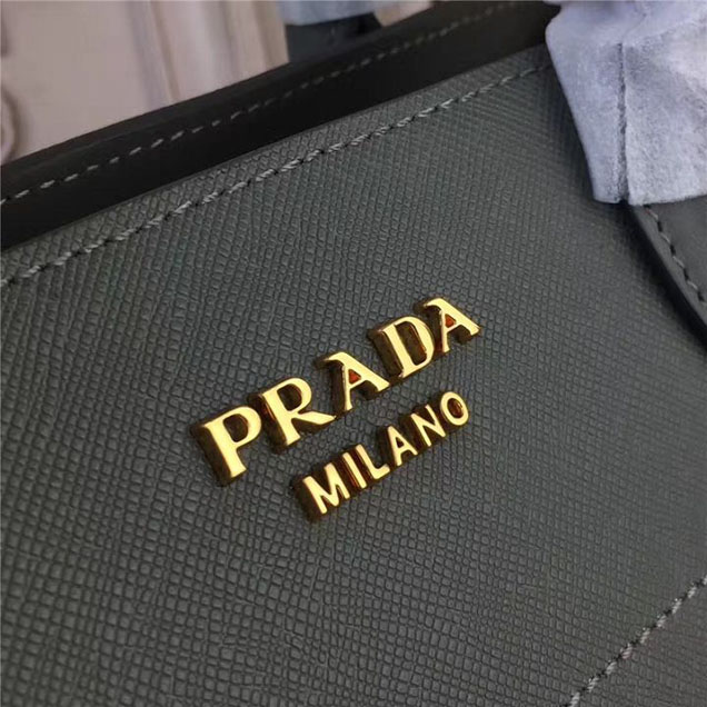 Prada Bibliotheque Tote Bag 30cm Calfskin Leather Fall Winter 2017 Bag Collection Grey White