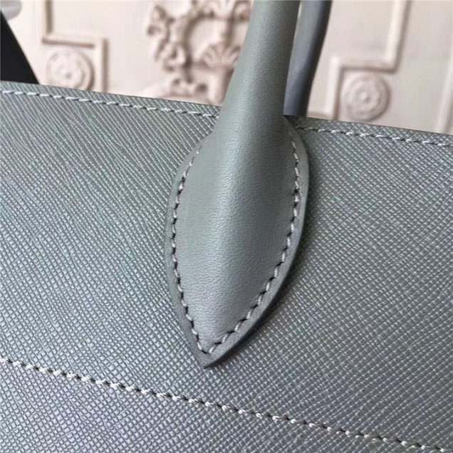 Prada Bibliotheque Tote Bag 30cm Calfskin Leather Fall Winter 2017 Bag Collection Grey White