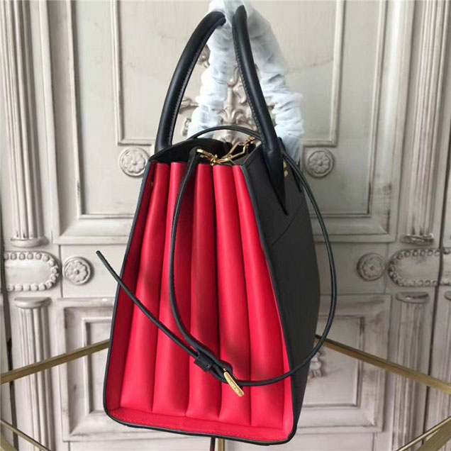 Prada Bibliotheque Tote Bag 30cm Calfskin Leather Fall Winter 2017 Bag Collection Black Red