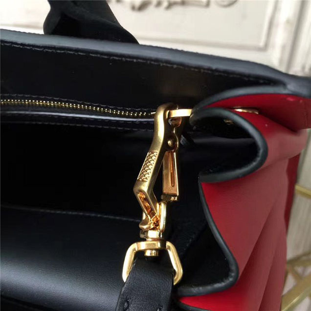 Prada Bibliotheque Tote Bag 26cm Calfskin Leather Fall Winter 2017 Bag Collection Black Red