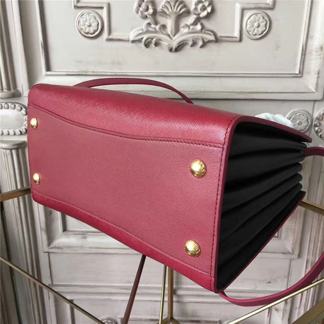 Prada Bibliotheque Tote Bag 26cm Calfskin Leather Fall Winter 2017 Bag Collection Burgundy Black