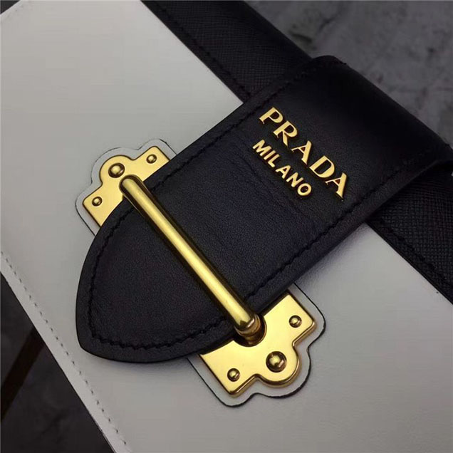 Prada Cahier Long Clutch with Chain Bag 25cm Calfskin Leather Fall Winter 2017 Bag Collection White Black