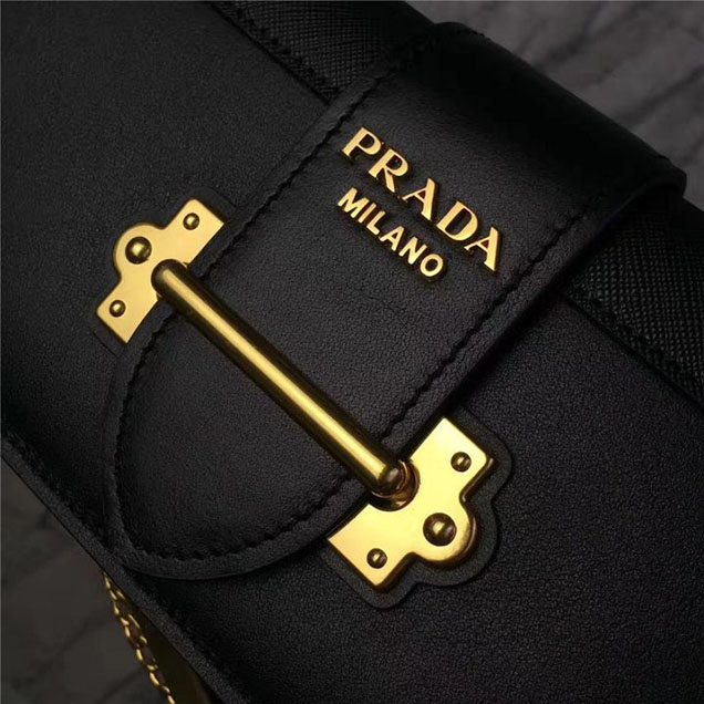 Prada Cahier Long Clutch with Chain Bag 25cm Calfskin Leather Fall Winter 2017 Bag Collection Black Black