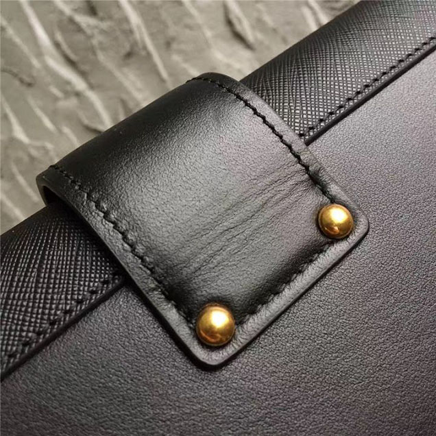 Prada Cahier Long Clutch with Chain Bag 25cm Calfskin Leather Fall Winter 2017 Bag Collection Black Black
