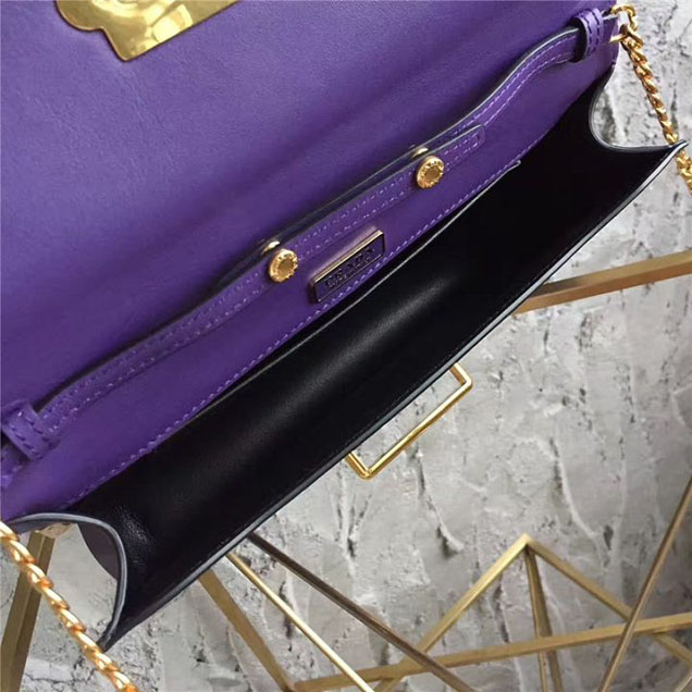 Prada Cahier Long Clutch with Chain Bag 25cm Calfskin Leather Fall Winter 2017 Bag Collection Purple Black
