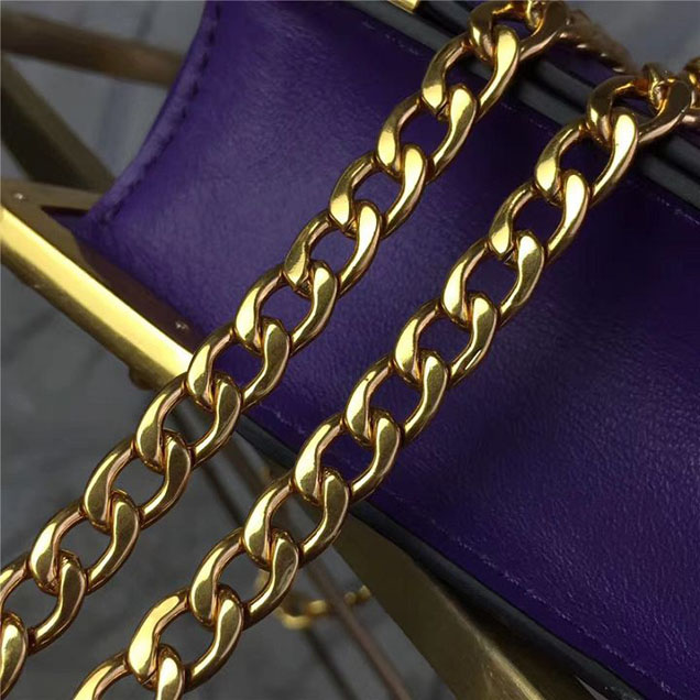 Prada Cahier Long Clutch with Chain Bag 25cm Calfskin Leather Fall Winter 2017 Bag Collection Purple Black