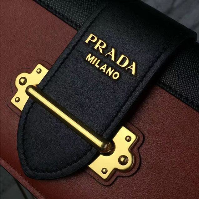 Prada Cahier Long Clutch with Chain Bag 25cm Calfskin Leather Fall Winter 2017 Bag Collection Orange Black