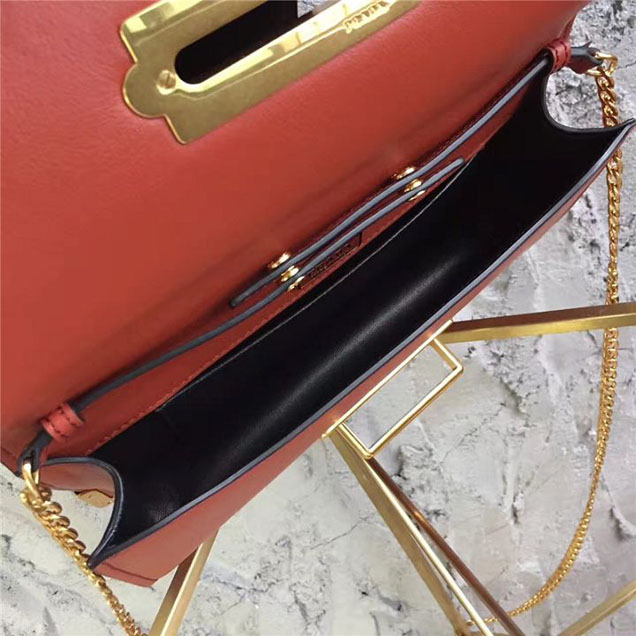 Prada Cahier Long Clutch with Chain Bag 25cm Calfskin Leather Fall Winter 2017 Bag Collection Orange Black