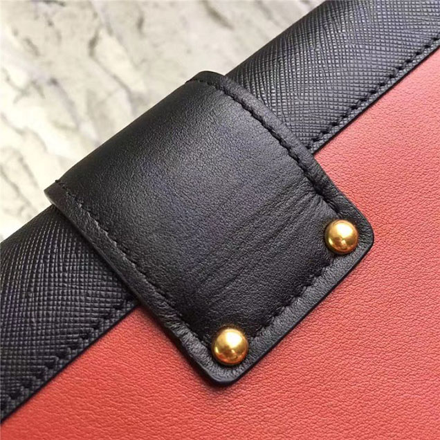 Prada Cahier Long Clutch with Chain Bag 25cm Calfskin Leather Fall Winter 2017 Bag Collection Orange Black