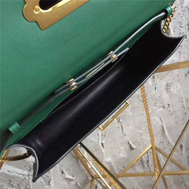 Prada Cahier Long Clutch with Chain Bag 25cm Calfskin Leather Fall Winter 2017 Bag Collection Green Black