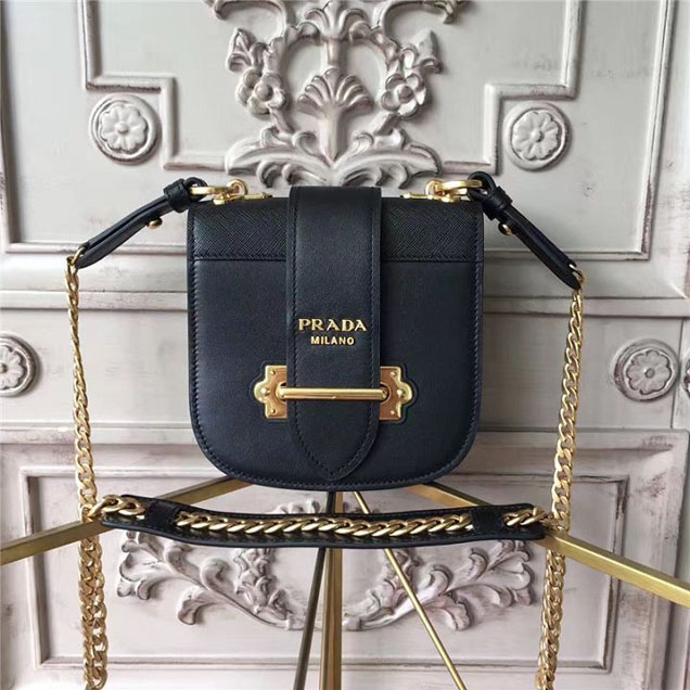 Prada Pionnière Belt Bag 16cm Calfskin Leather Fall Winter 2017 Bag Collection Black