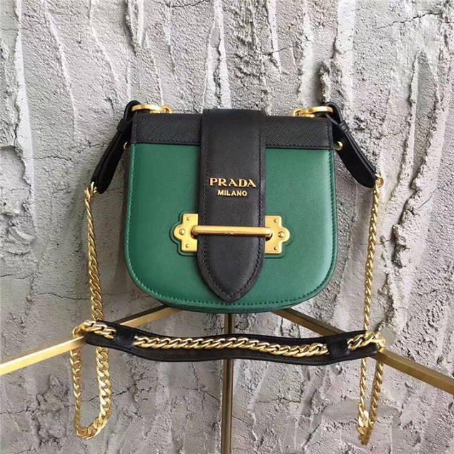 Prada Pionnière Belt Bag 16cm Calfskin Leather Fall Winter 2017 Bag Collection Green Black