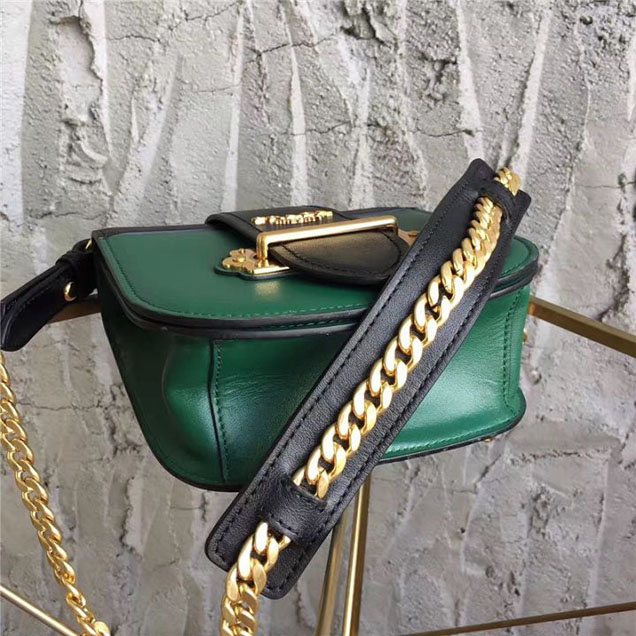 Prada Pionnière Belt Bag 16cm Calfskin Leather Fall Winter 2017 Bag Collection Green Black