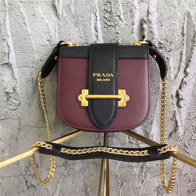 Prada Pionnière Belt Bag 16cm Calfskin Leather Fall Winter 2017 Bag Collection Burgundy Black