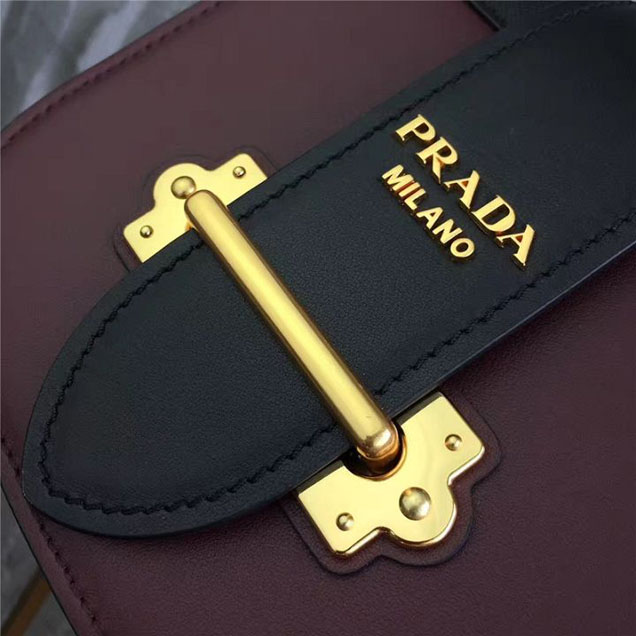 Prada Pionnière Belt Bag 16cm Calfskin Leather Fall Winter 2017 Bag Collection Burgundy Black